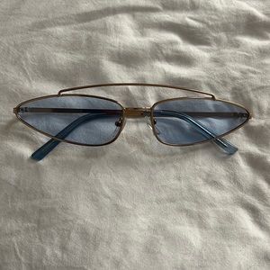 New gold frame skinny blue tint fashion sunglasses